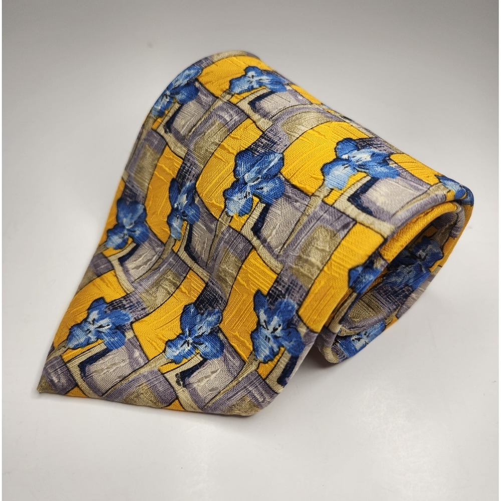 Men's Kolte‎ Tie 59"x 4" Geometric Pattern Handmade In Italy 100% Silk